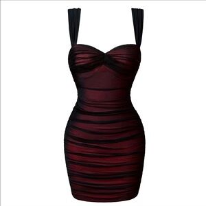 Chic Strapless Black and Red Dress